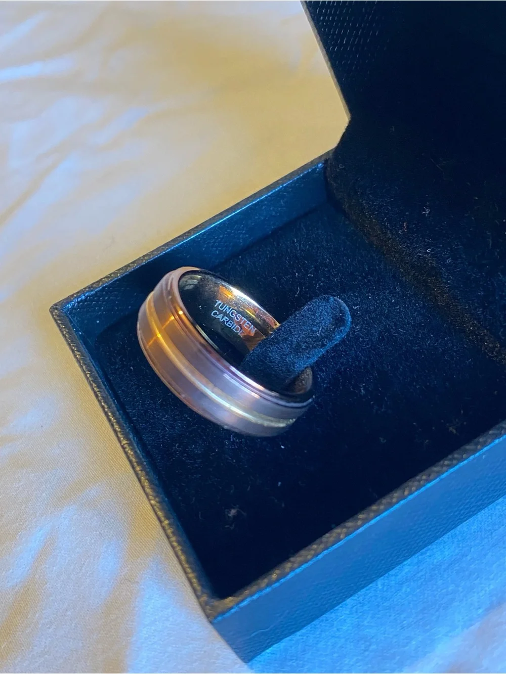 Men's Brown Tungsten Carbide Ring with Gold Accent